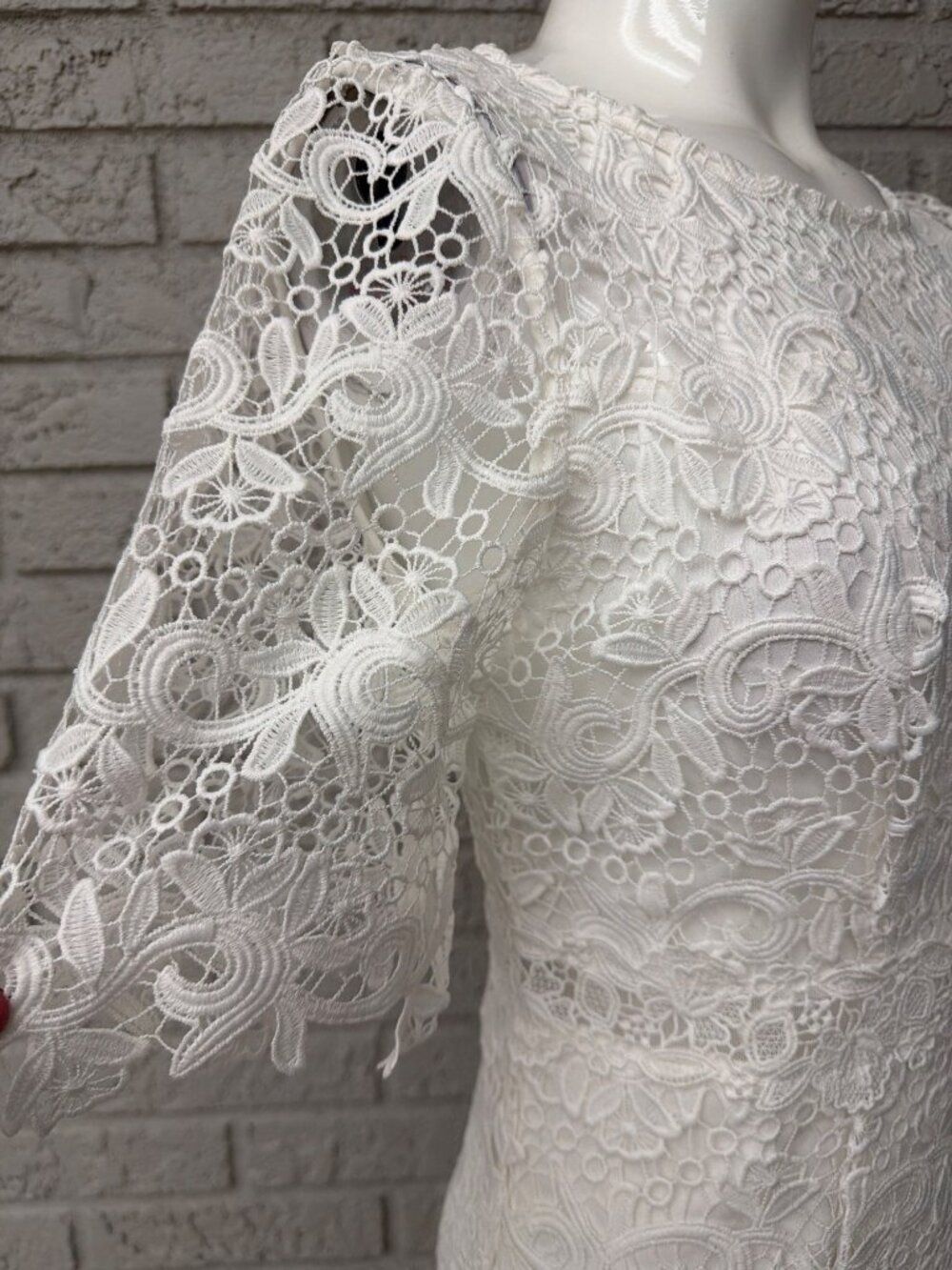 Women’s White Elegant Floral Lace Bridal Dress Size M - Picture 5 of 8